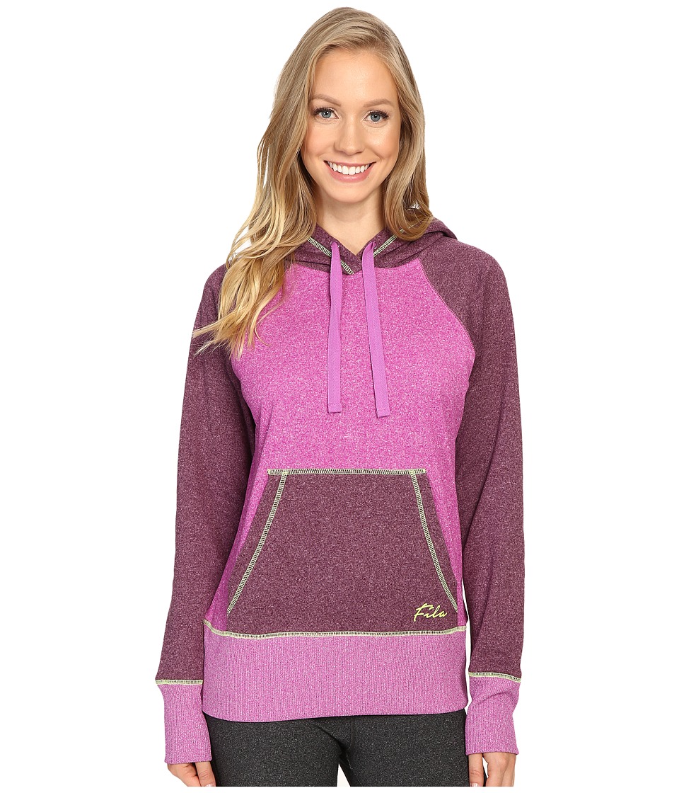 Fila Arm Downy Fleece Hoodie (Aubergine Purple/Potent Purple/Granny Smith Green) Women