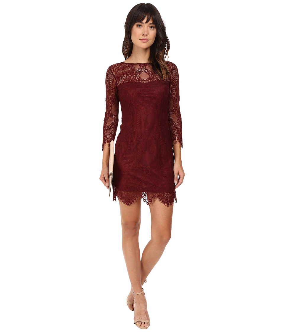 BB Dakota Everton V-Back Lace Dress (Bordeaux) Women