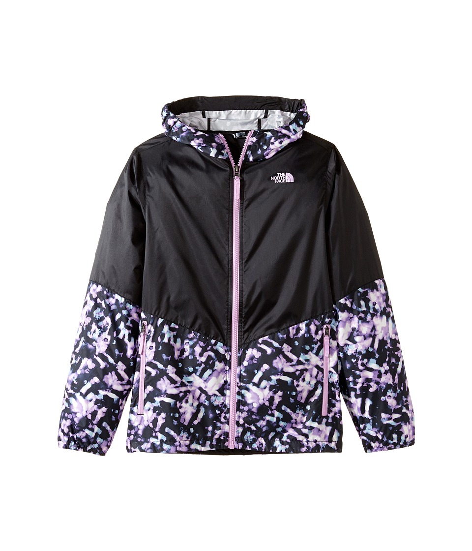 The North Face Kids Flurry Wind Hoodie (Little Kids/Big Kids) (Violet Tulle Bokeh Print/TNF Black (Prior Season)) Girl