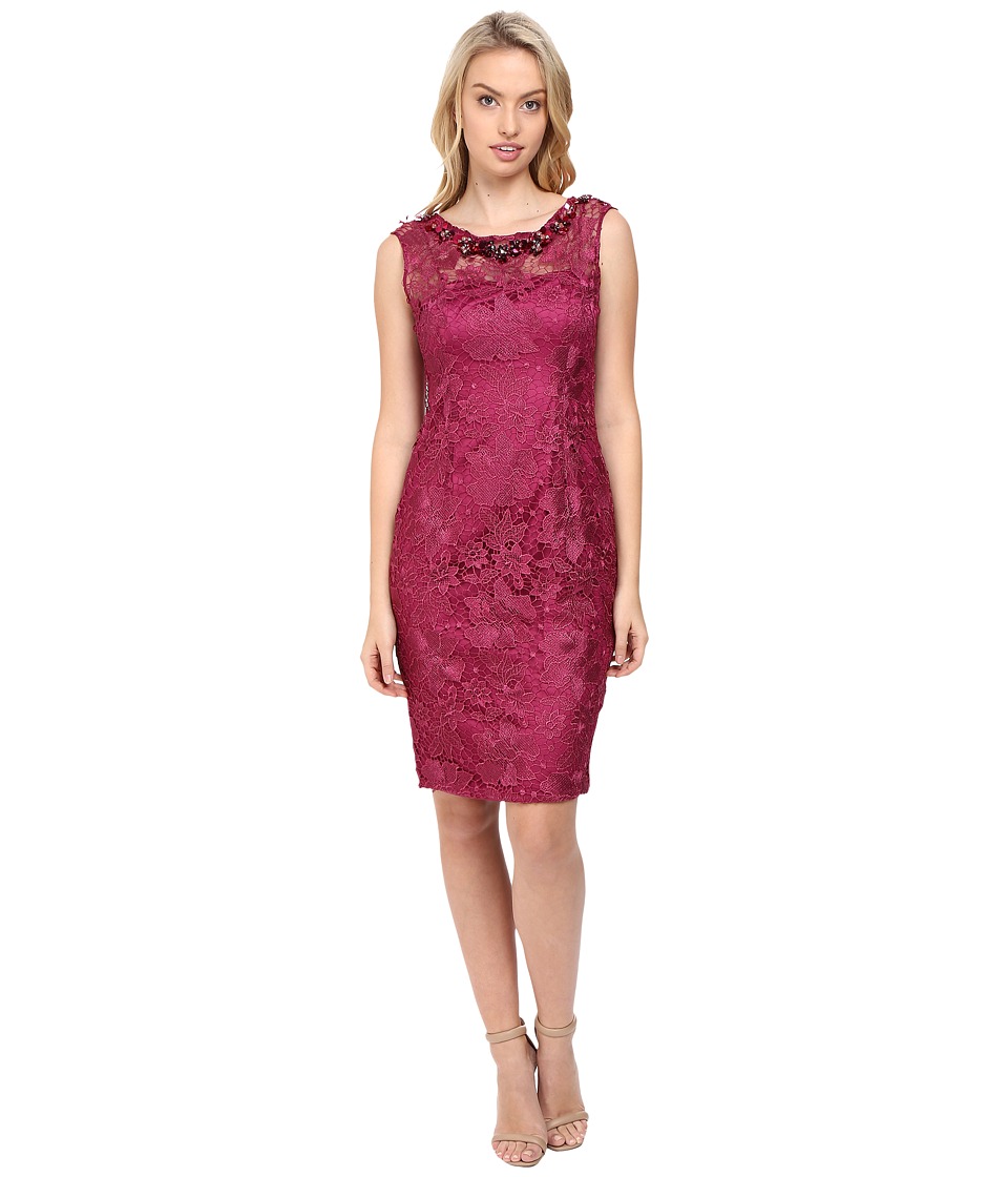 Adrianna Papell Cap Sleeve Sheath Dress with Beads (Ash Rose) Women