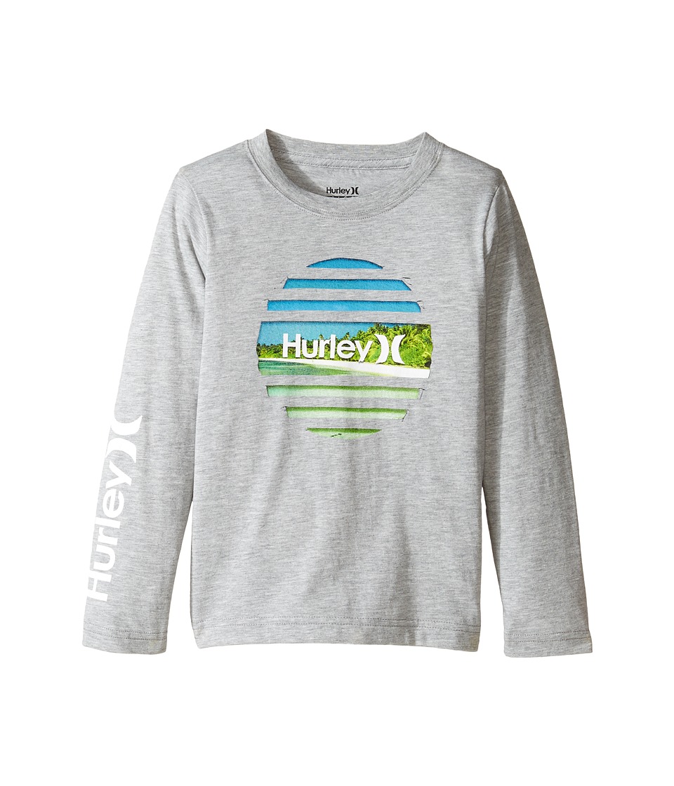Hurley Kids Tear Horizon Long Sleeve Tee (Little Kids) (Dark Grey Heather) Boy