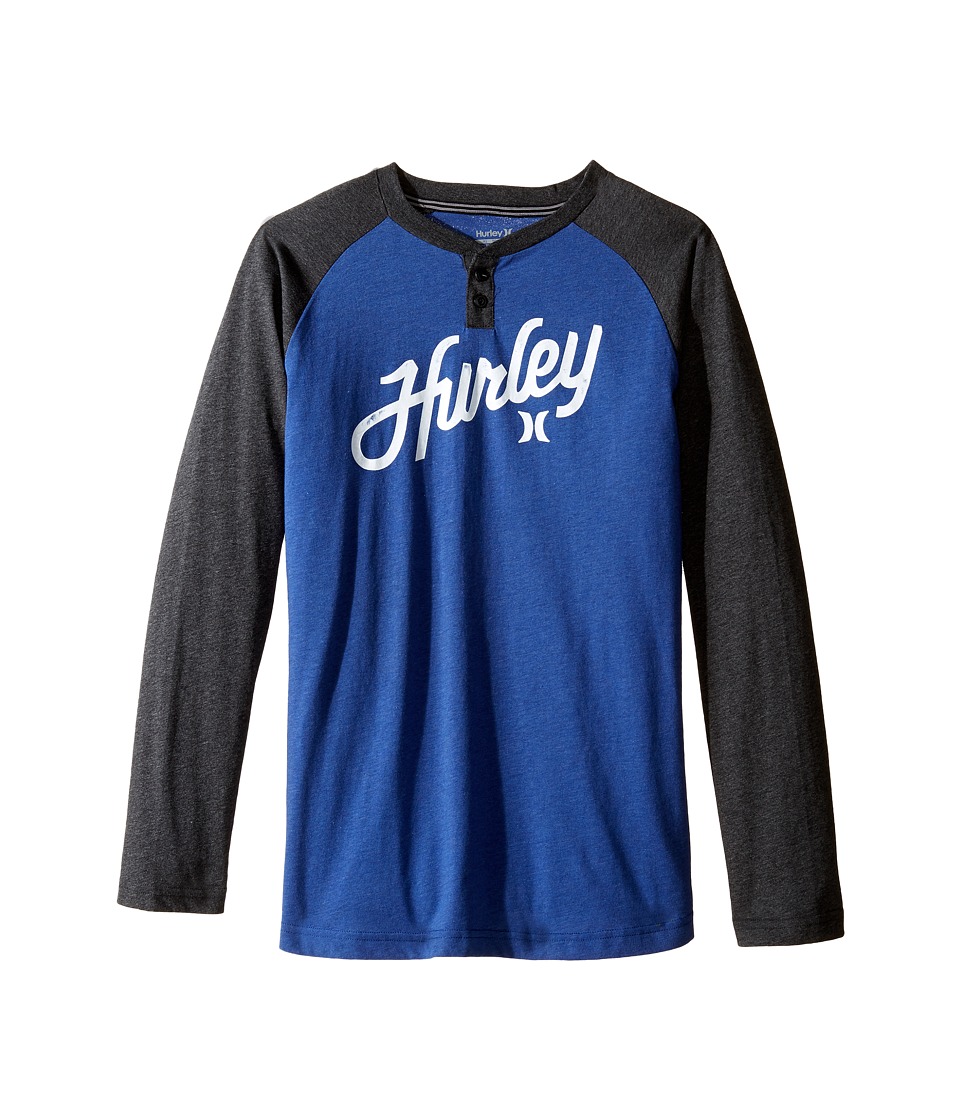 Hurley Kids Thermal Raglan Henley (Big Kids) (Lyon Blue Heather) Boy