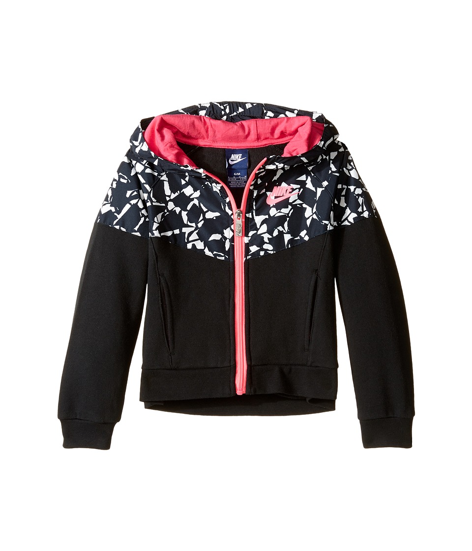 Nike Kids Mixed Fabric Windrunner (Little Kids) (Black) Girl