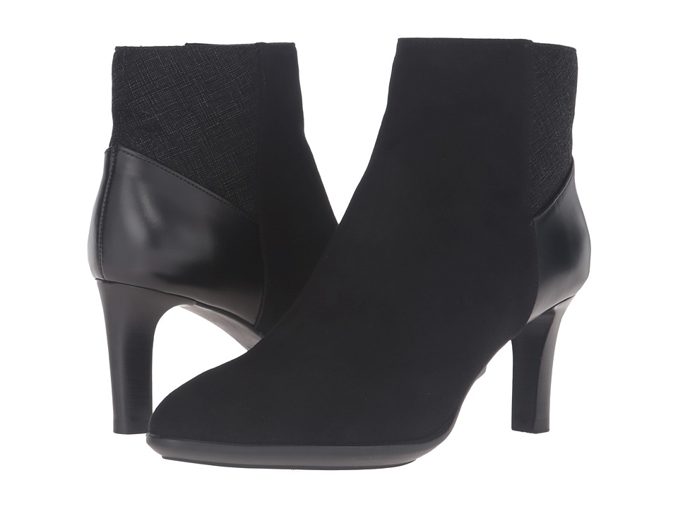 Aquatalia Deidra (Black Combo Suede/Calf/Saffianino Combo) Women