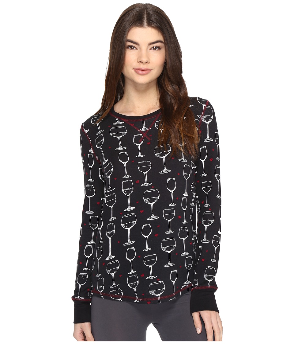 P.J. Salvage Reds and Whites Fleece Sweatshirt (Black) Women