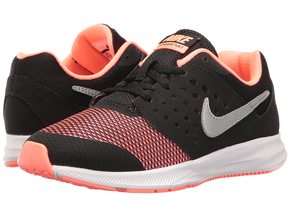 Nike Kids Downshifter 7 (Little Kid) (Black/Metallic Silver/Lava Glow/White) Girls Shoes