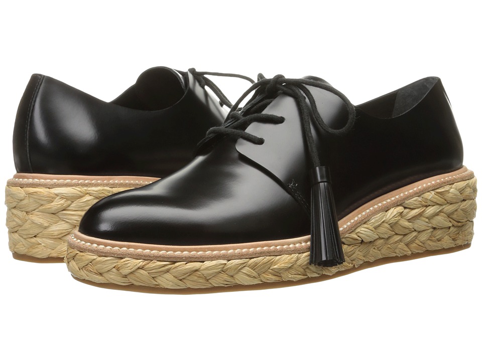 Loeffler Randall Callie (Black Calf/Natural Raffia) Women