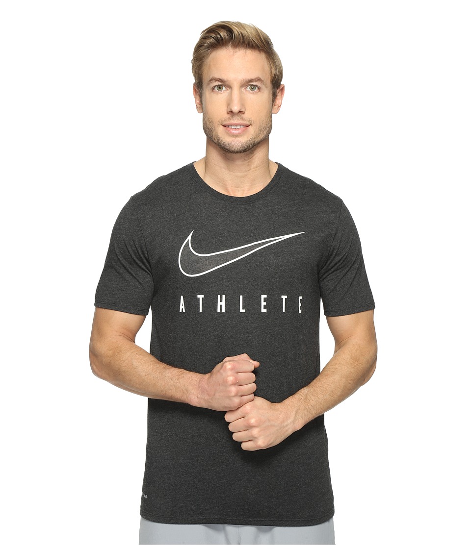 Nike Dry Athlete Training T-Shirt (Black Heather/White) Men