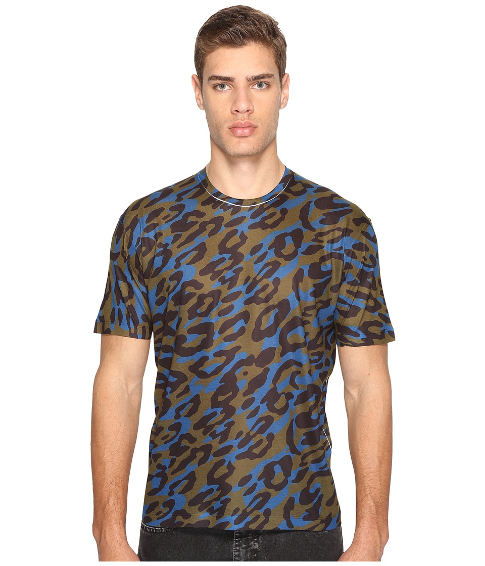 DSQUARED2 Cheetah Print T-Shirt (Green/Black/Blue) Men