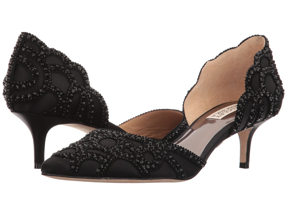 Badgley Mischka Ginny (Black Satin/Suede) Women