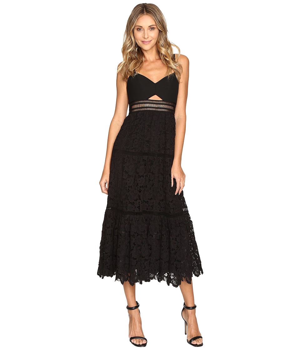 Rebecca Taylor Stretch Pique Lace Dress (Black) Women