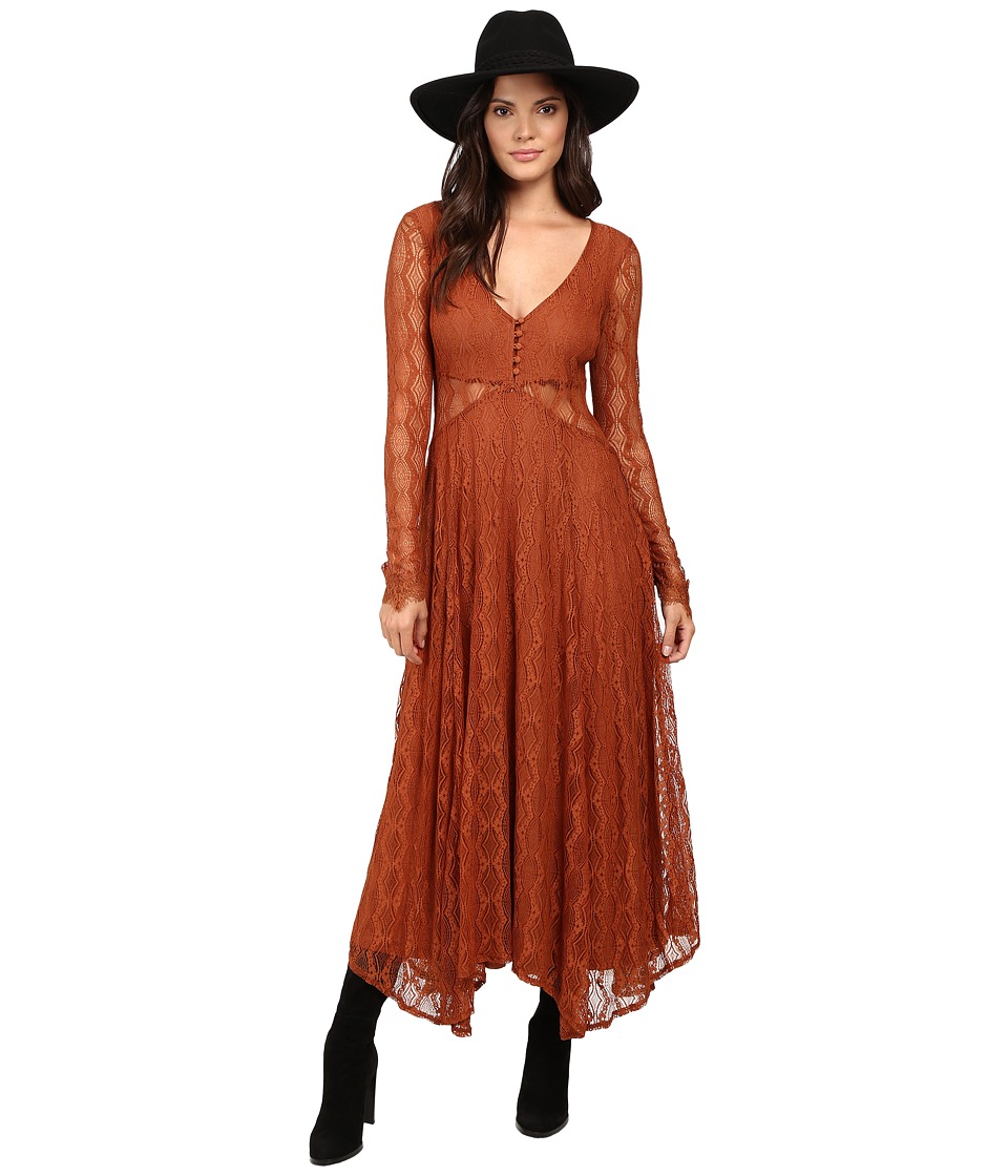 Free People Guinevere Lace Maxi Dress (Bronze) Women