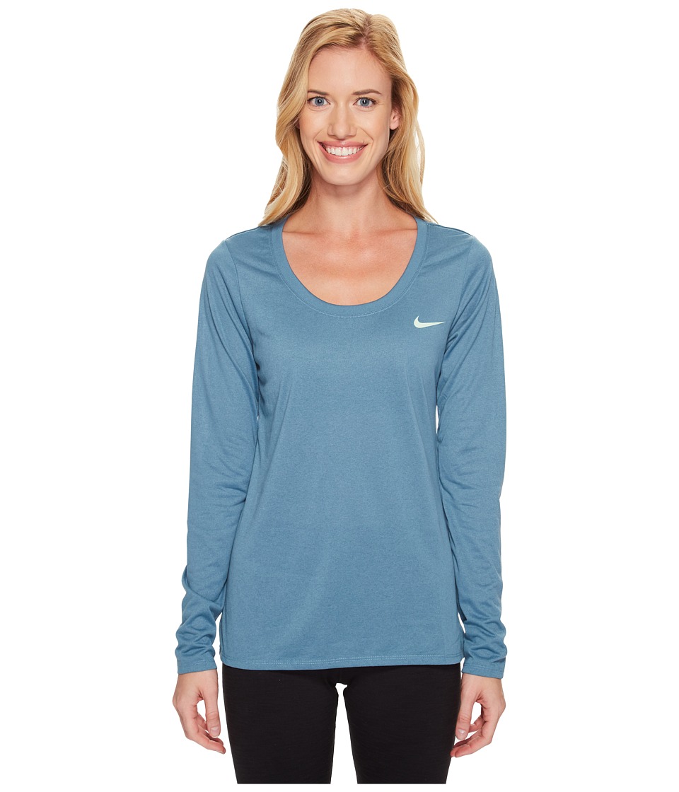 Nike Dry Legend Long Sleeve Tee (Smokey Blue/Fresh Mint) Women