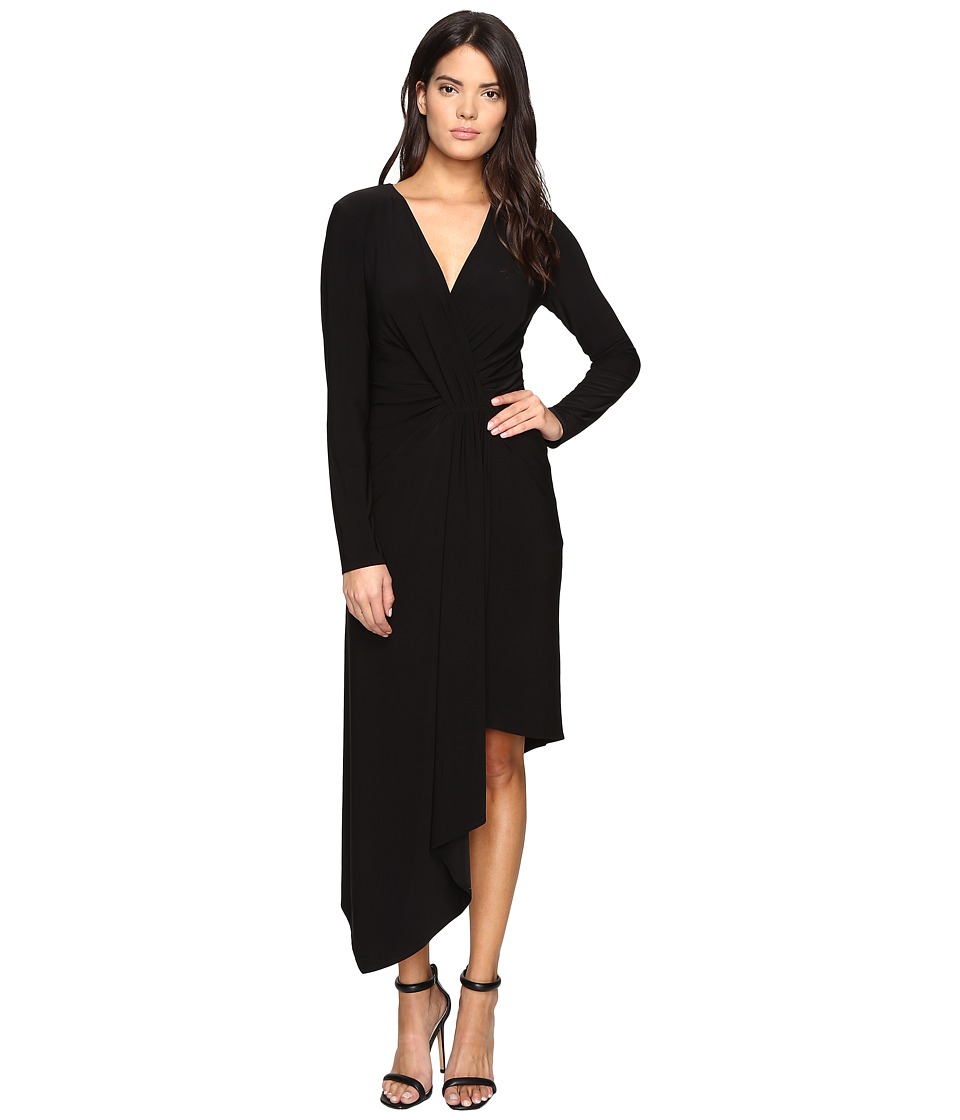 Laundry by Shelli Segal Asymmetrical Draped Wrap Dress-Curve Control Lining (Black) Women
