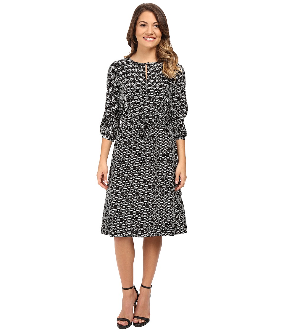 Pendleton Petite City Shift Dress (Black/Ivory Print) Women