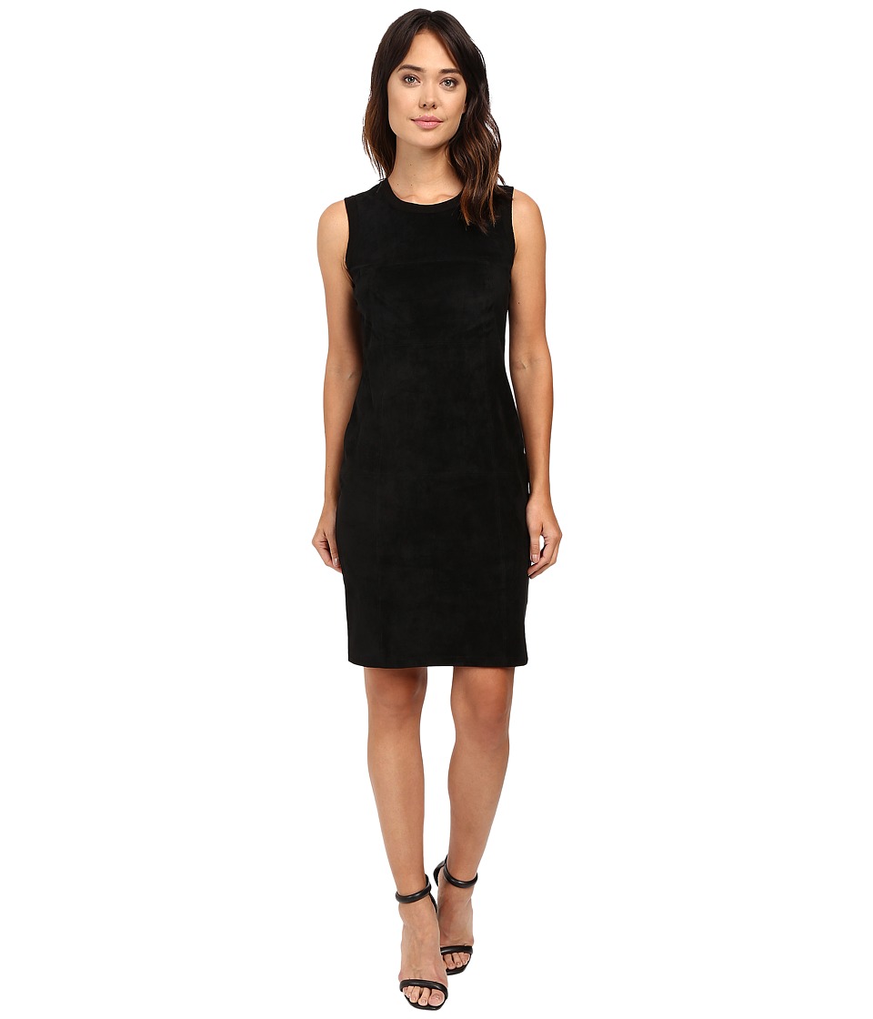 Calvin Klein Sweater Dress w/ Suede Front (Black) Women