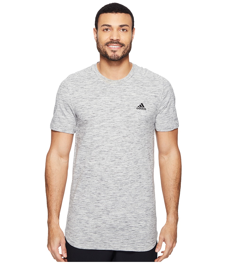 adidas Essentials Heathered Piqu Tee (Medium Grey Heather) Men