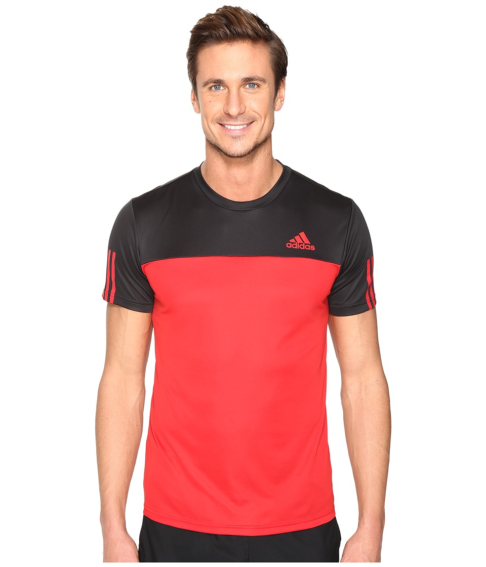 adidas Essentials Tech Colorblock Tee (Black/Scarlet) Men