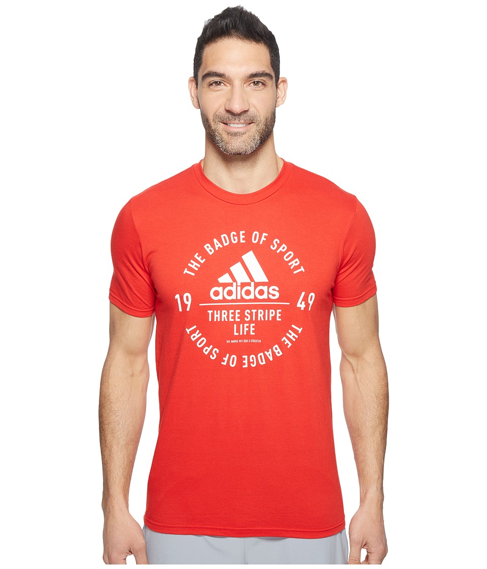 adidas 3-Stripes Emblem Tee (Scarlet/White) Men