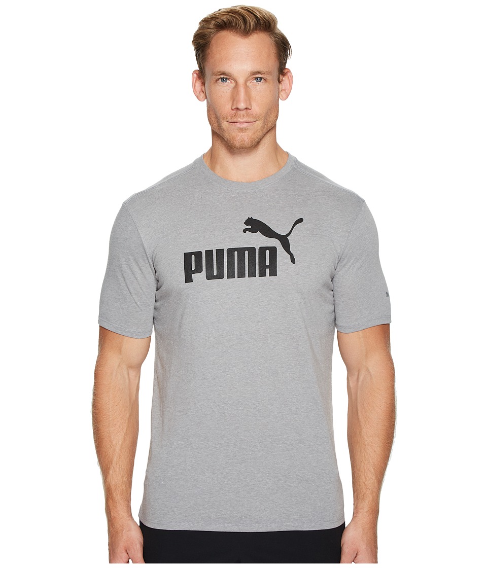 PUMA No. 1 Logo Performance Graphic Tee (Medium Gray Heather) Men