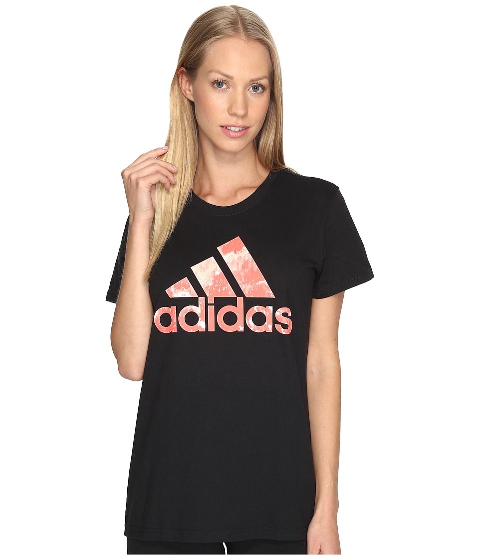 adidas Badge Of Sport Raw Tee (Black/Easy Coral) Women