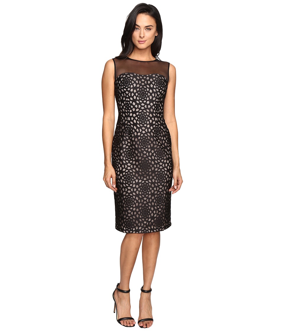 Maggy London Dahlia Burnout Scuba Sheath (Black) Women