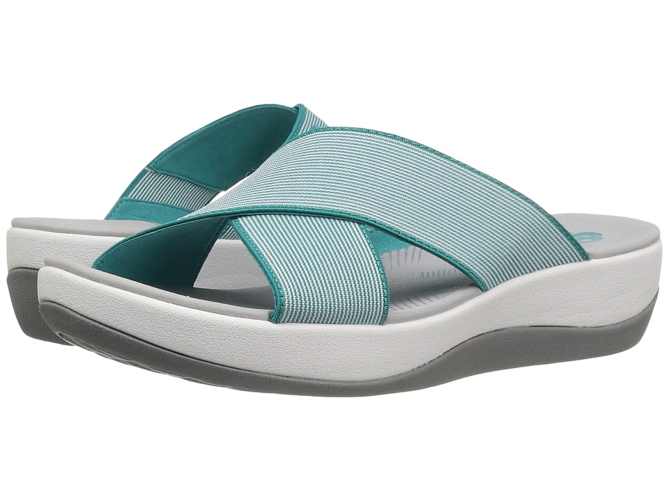 Clarks Arla Elin (Blue/White Elastic Fabric) Women
