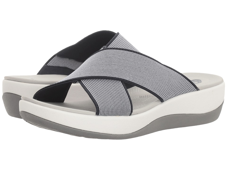 Clarks Arla Elin (Navy/White Elastic Fabric) Women