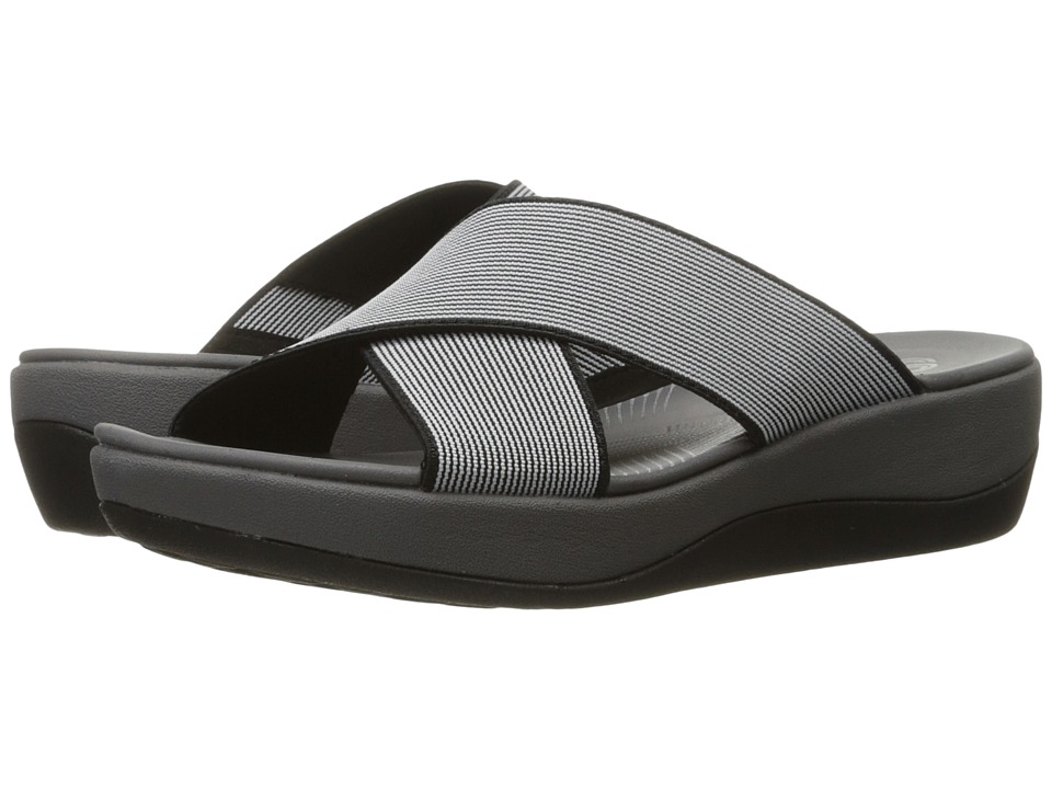 Clarks Arla Elin (Black/White Elastic Fabric) Women