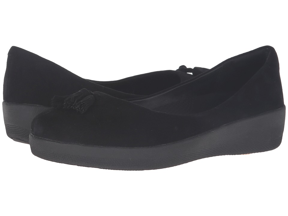 FitFlop Suede Tassel Superballerina (Black) Women