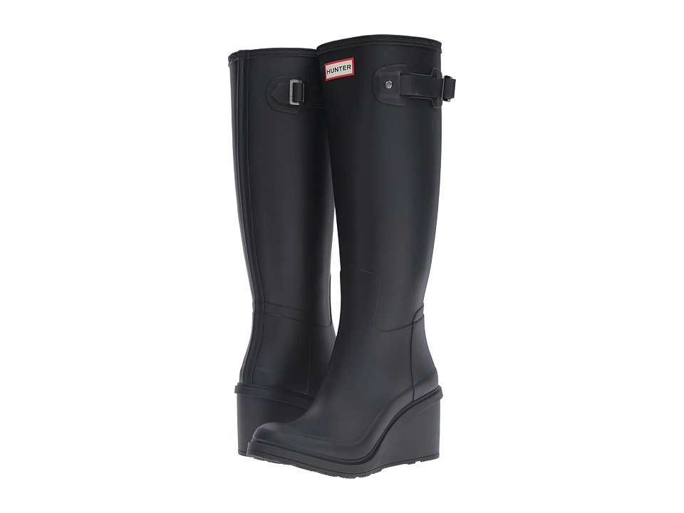 Hunter Original Refined Mid Wedge Tall (Black) Women