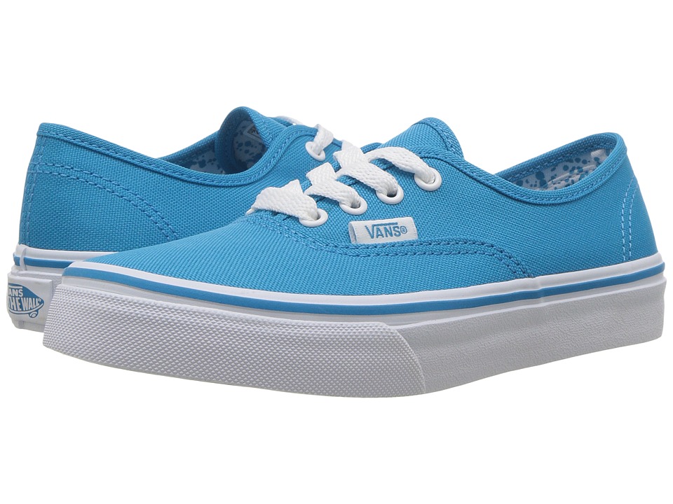 Vans Kids Authentic (Little Kid/Big Kid) ((Neon Splatter) Neon Blue/True White) Girls Shoes