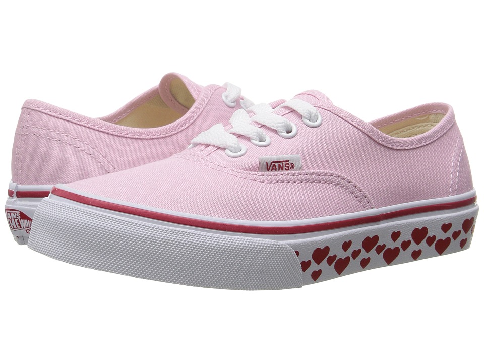 Vans Kids Authentic (Little Kid/Big Kid) ((Hearts Tape) Pink Lady/Red) Girls Shoes