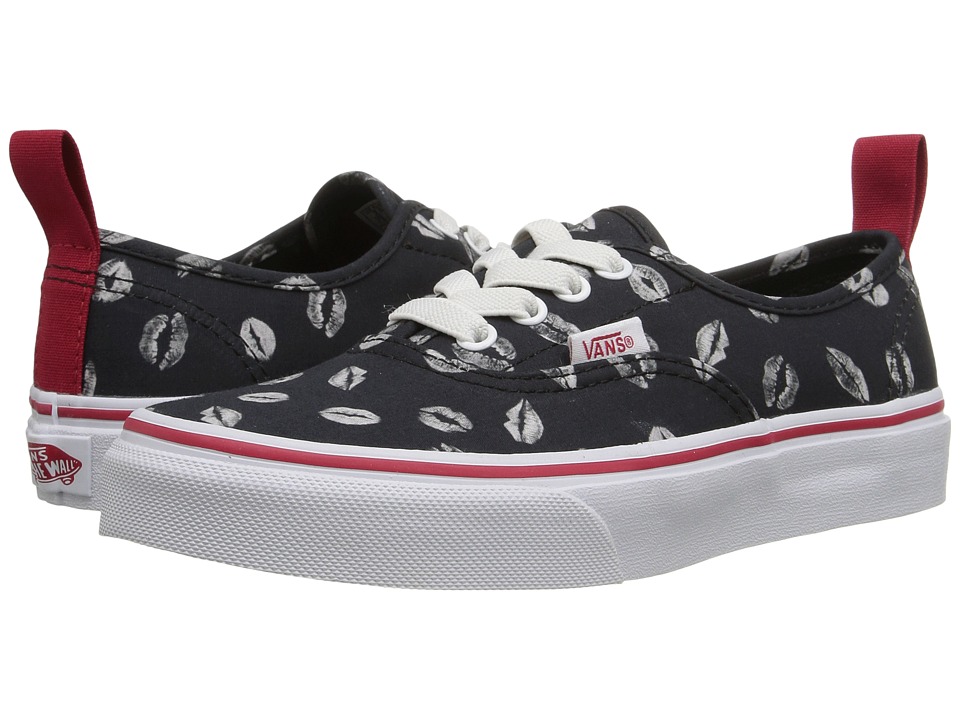 Vans Kids Authentic Elastic Lace (Little Kid/Big Kid) ((Valentines) Black/Racing Red) Girls Shoes
