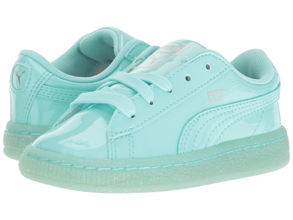 Puma Kids Basket Patent Iced Glitter INF (Toddler) (Aruba Blue/Aruba Blue) Girls Shoes