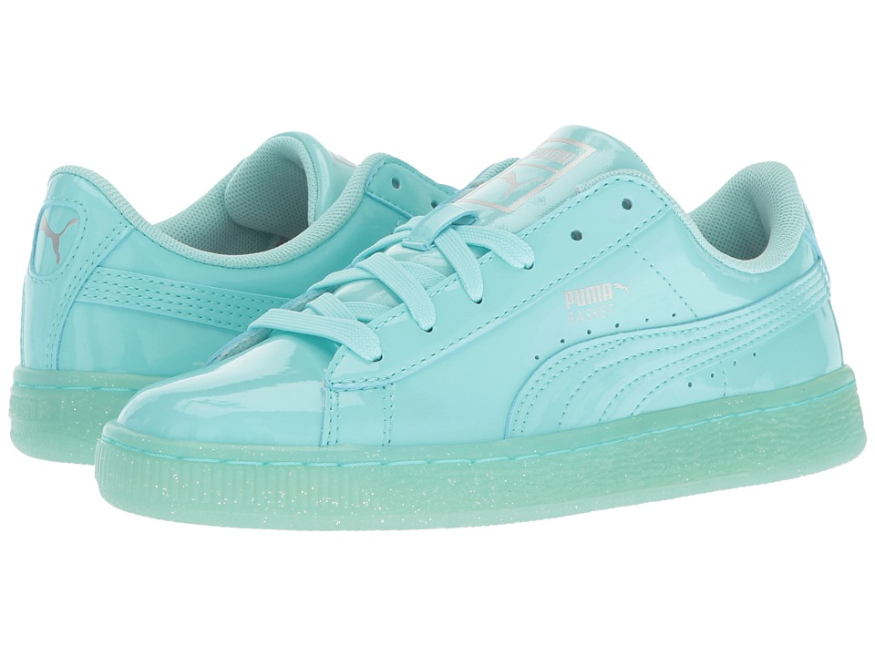 Puma Kids Basket Patent Iced Glitter Jr (Big Kid) (Aruba Blue/Aruba Blue) Girls Shoes
