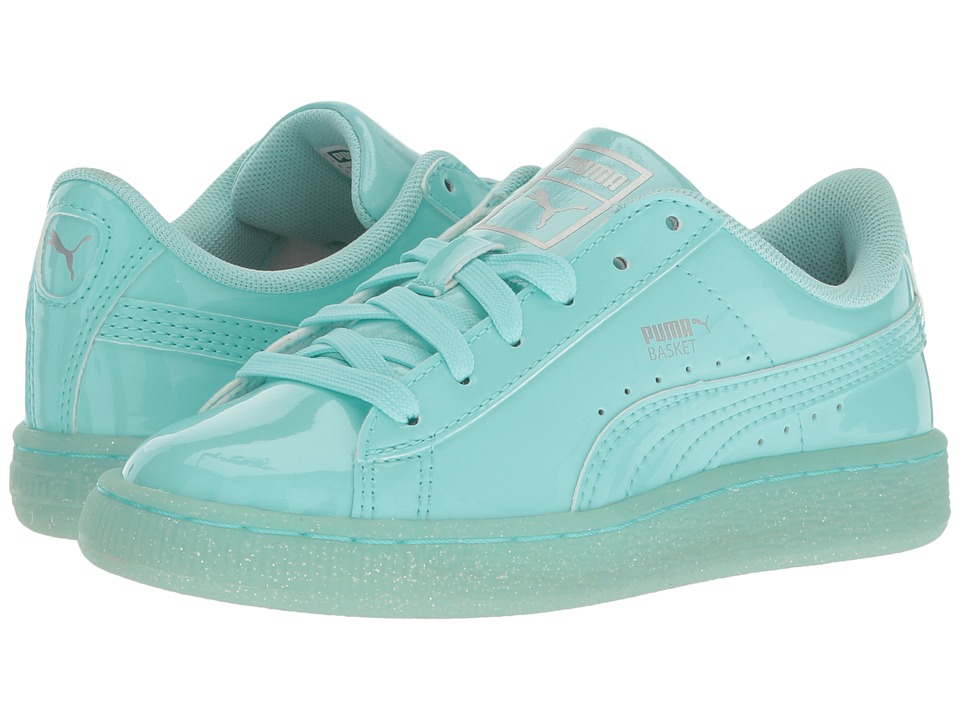Puma Kids Basket Patent Iced Glitter PS (Little Kid/Big Kid) (Aruba Blue/Aruba Blue) Girls Shoes