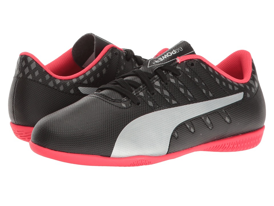 Puma Kids evoPower Vigor 4 IT Jr Soccer (Little Kid/Big Kid) (Puma Black/Puma Silver/Quiet Shade/Bright Plasma) Girls Shoes