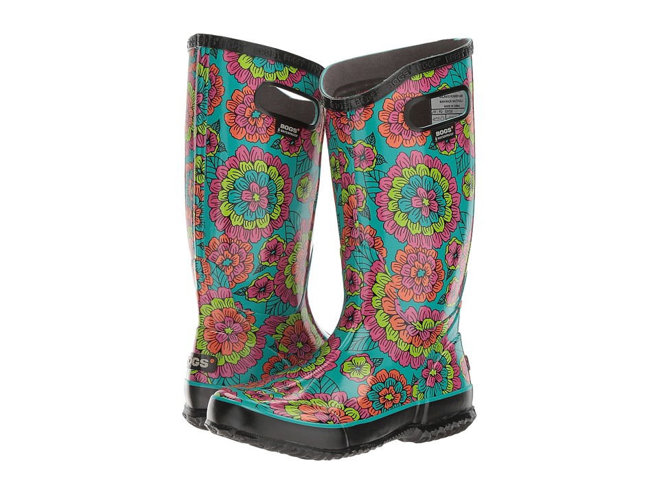 Bogs Rain Boot Pansies (Black Multi) Women