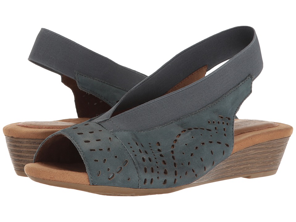 Rockport Cobb Hill Collection Cobb Hill Judson Peep Sling (Blue Nubuck) Women