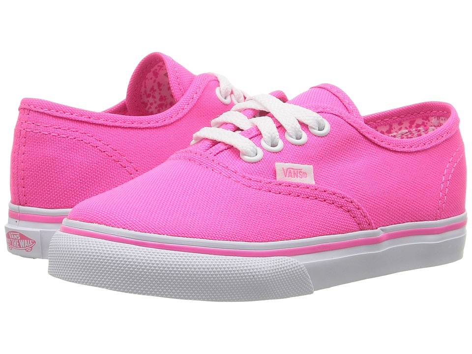 Vans Kids Authentic (Toddler) ((Neon Splatter) Neon Pink/True White) Girls Shoes