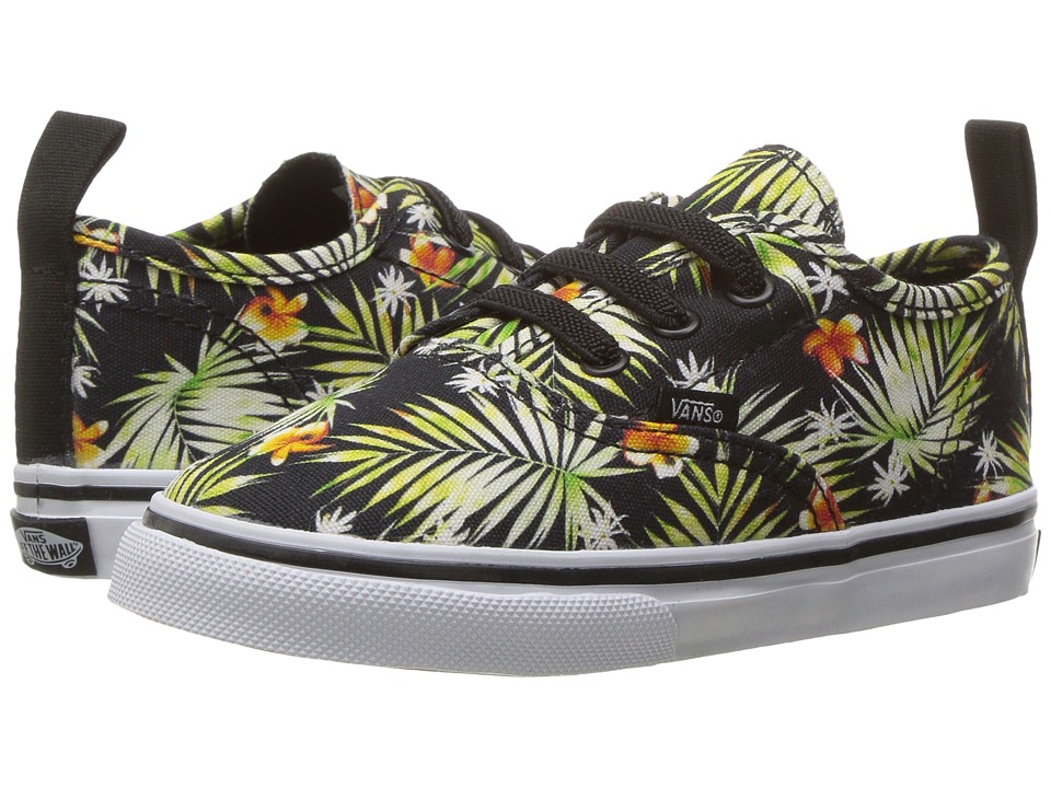 Vans Kids Authentic V Lace (Toddler) ((Decay Palms) Black/True White) Girls Shoes