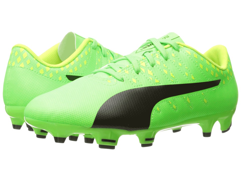 Puma Kids evoPower Vigor 4 FG Jr Soccer (Little Kid/Big Kid) (Green Gecko/Puma Black/Safety Yellow) Kids Shoes