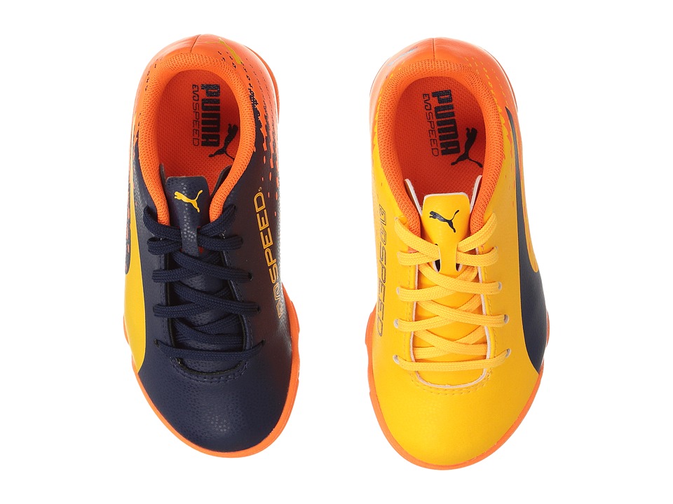 Puma Kids evoSPEED 17.5 TT Jr Soccer (Little Kid/Big Kid) (Ultra Yellow/Peacoat/Orange Clown Fish) Kids Shoes