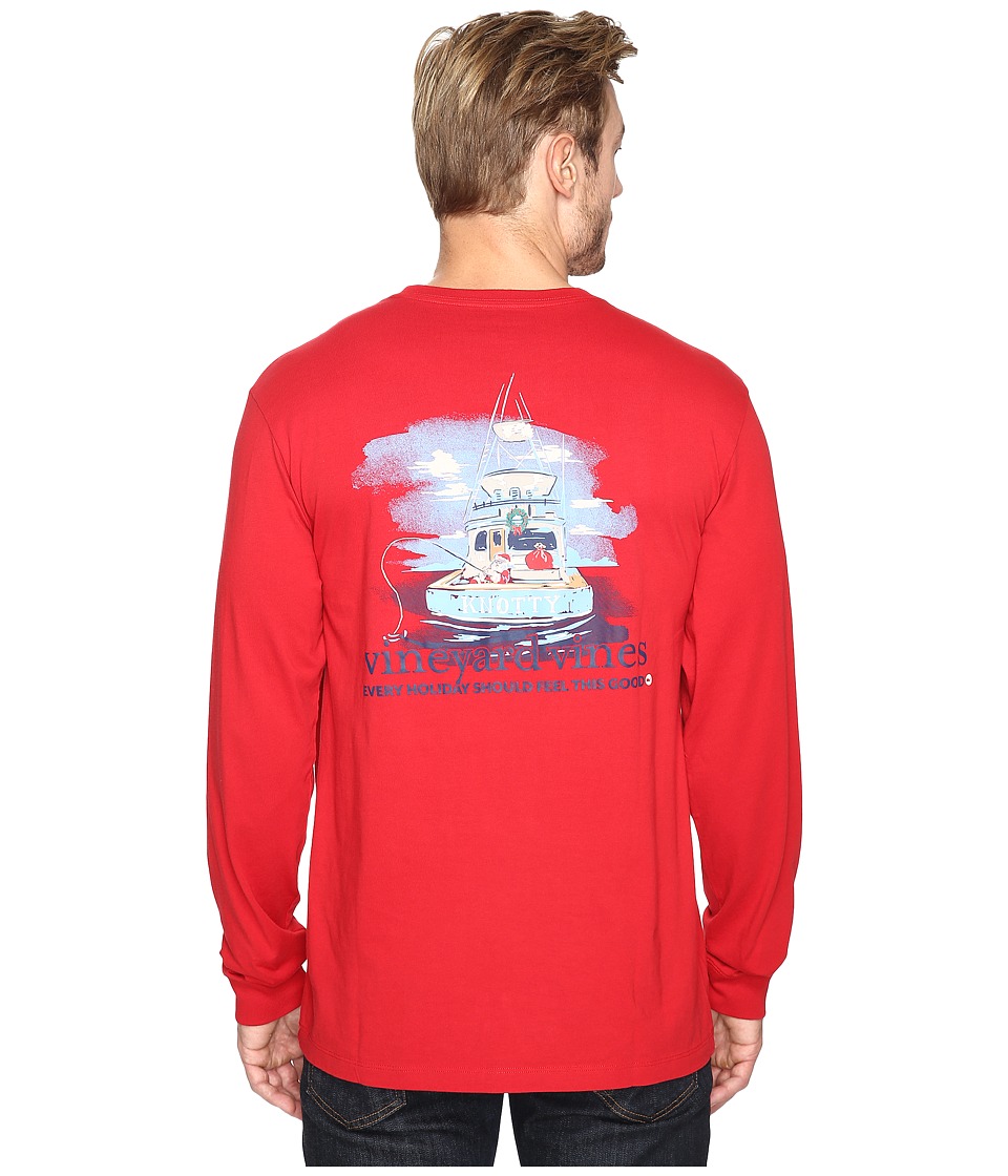 Vineyard Vines Long Sleeve Santa Sportfishing T-Shirt (Vermilion) Men
