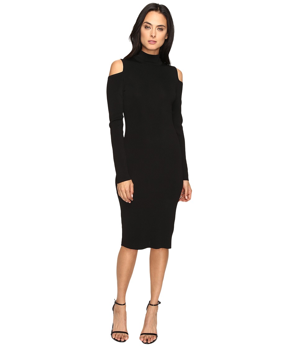 Laundry by Shelli Segal Mock Neck Cold Shoulder Sweater Dress (Black) Women