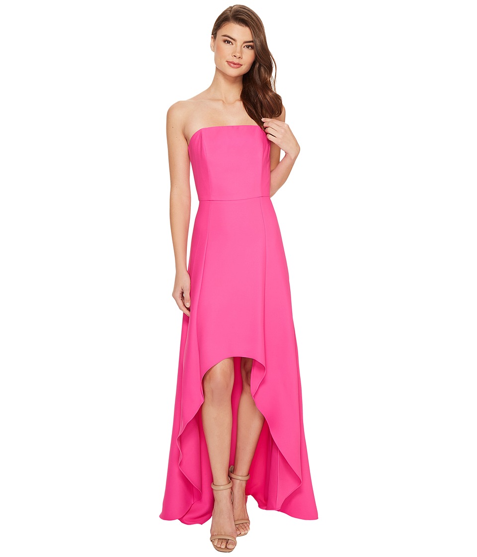 Laundry by Shelli Segal Strapless High-Low Crepe Gown (Hot Magenta) Women