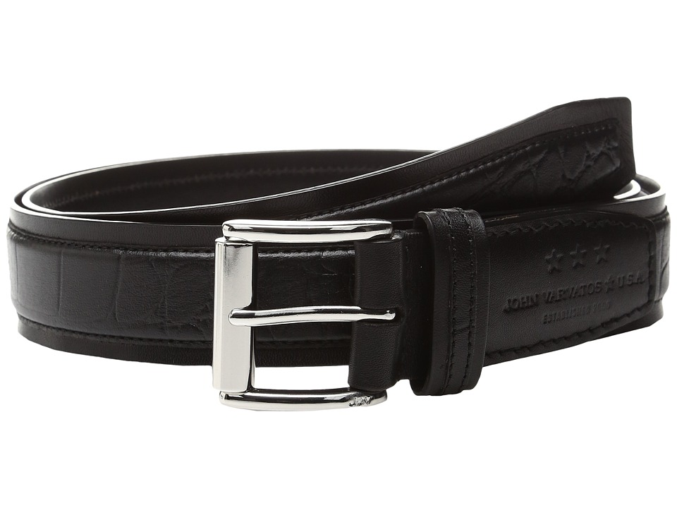 John Varvatos Genuine Leather Croco Belt (Black) Men
