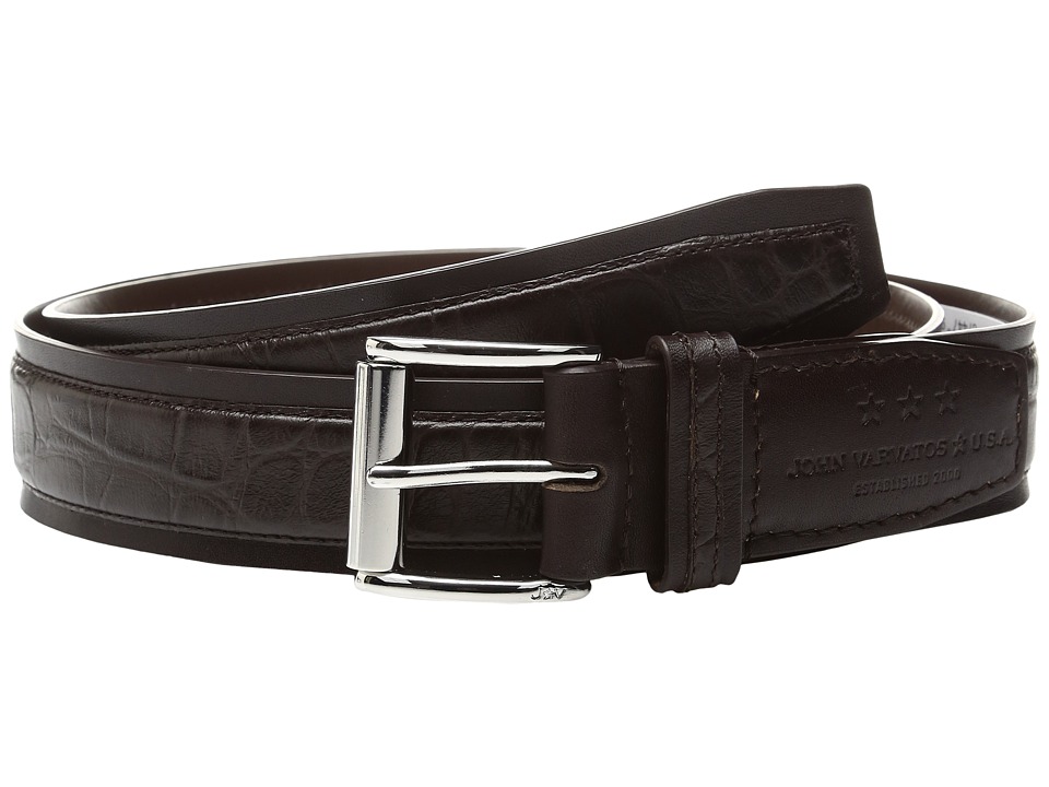 John Varvatos Genuine Leather Croco Belt (Chocolate) Men