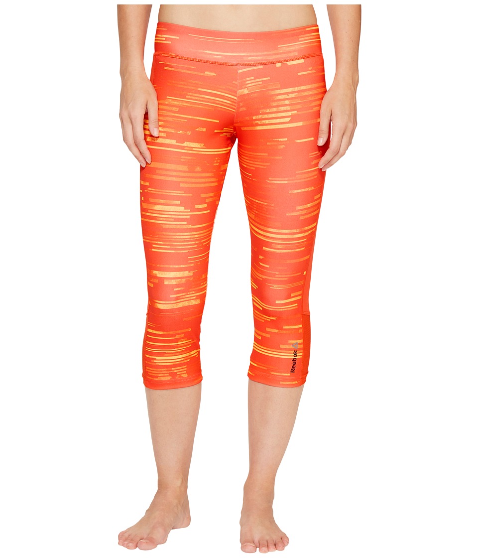 Reebok Workout Ready Capri Aop Capris (Fire Spark) Women